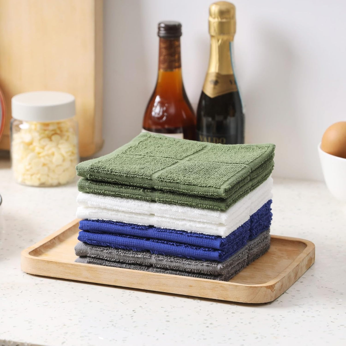 Glynniss Dish Rags for Washing Dishes, 100% Cotton Navy Kitchen WashCloths