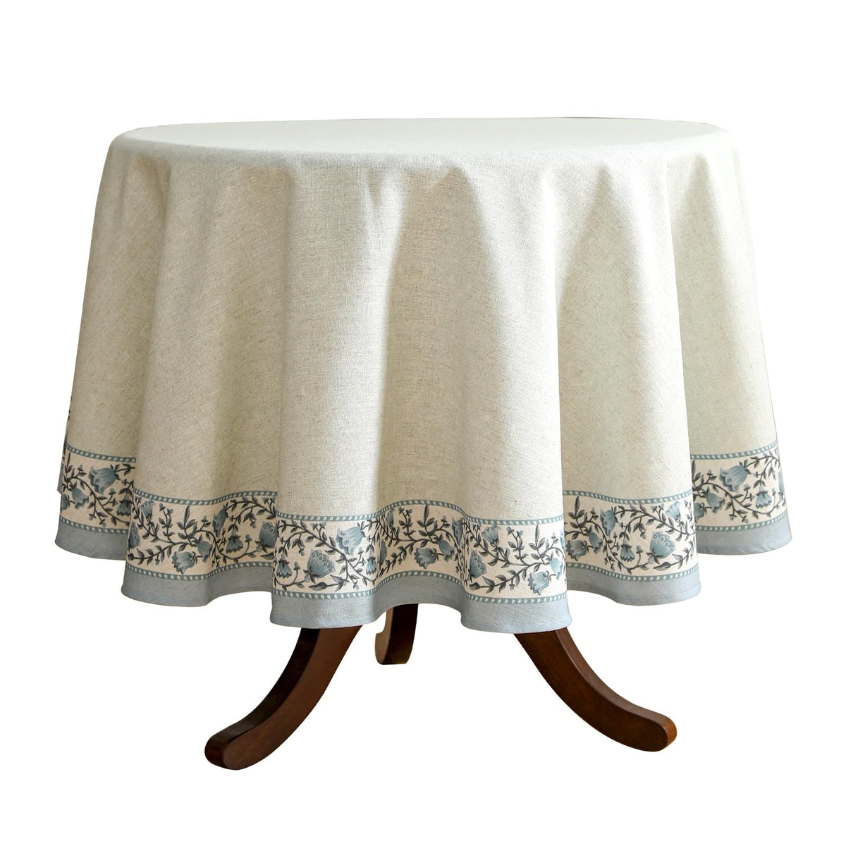 ISAENNE Designer Linen Rectangular Long Tablecloth,118"x67"-Serenity G