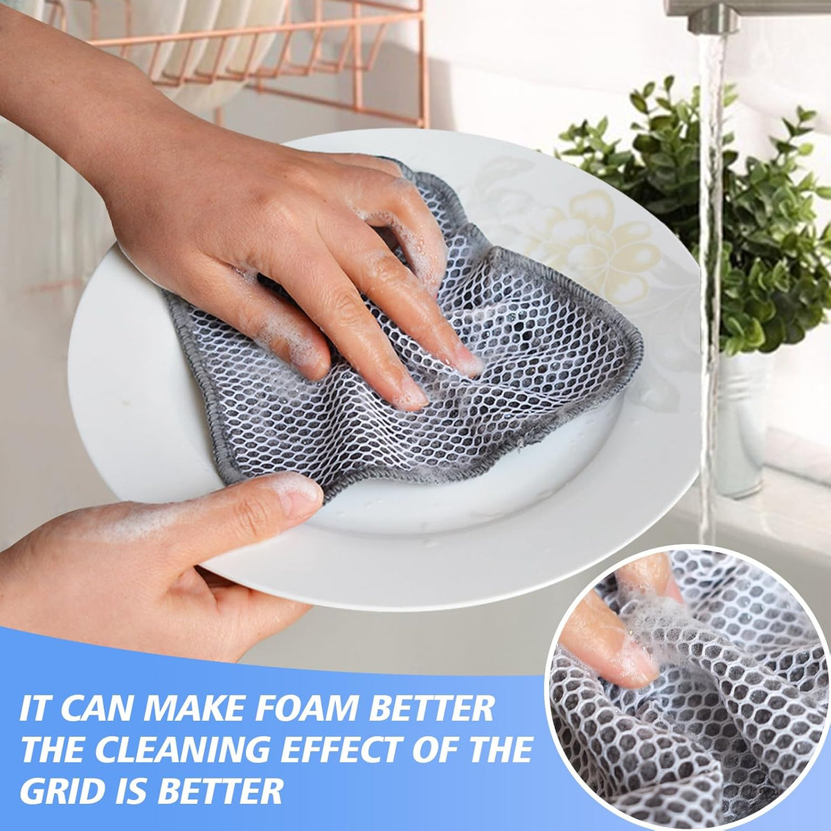 KinHwa Dish Cloths for Washing Dishes with Scrub Side, Microfiber Dish Rags
