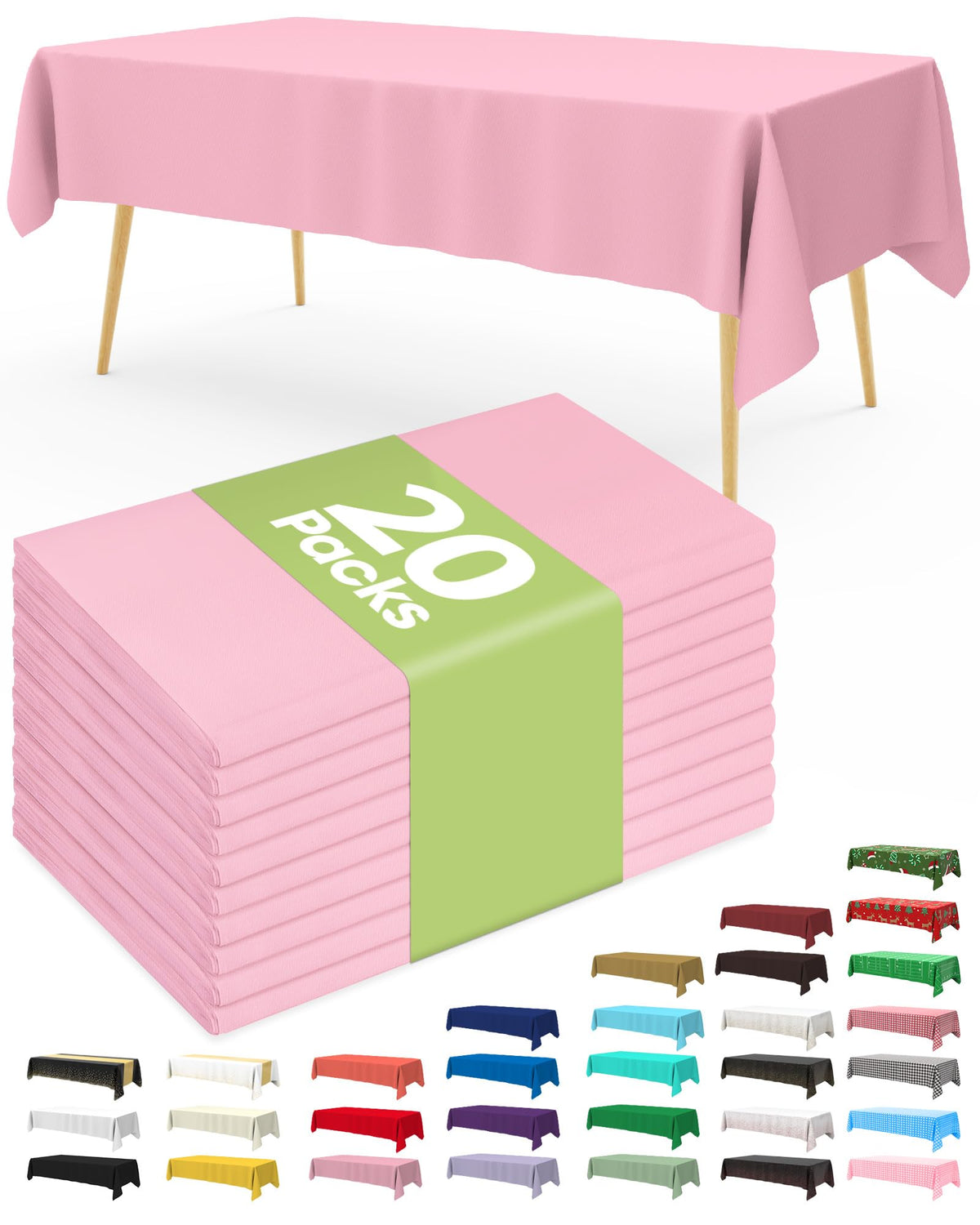 Pureegg 20 Pack Plastic Table Cloth Disposable 54x108 Inch