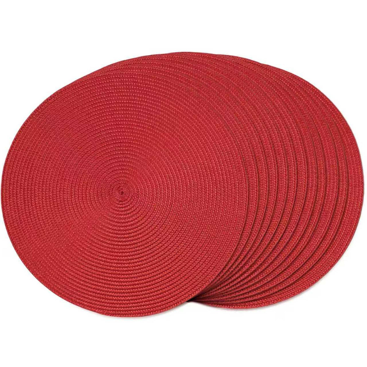 FunWheat Round Braided Placemats Set of 6 Table Mats for Dining Tables Woven Washable Non-Slip Place mats 15 inch(Orange, 6pcs)