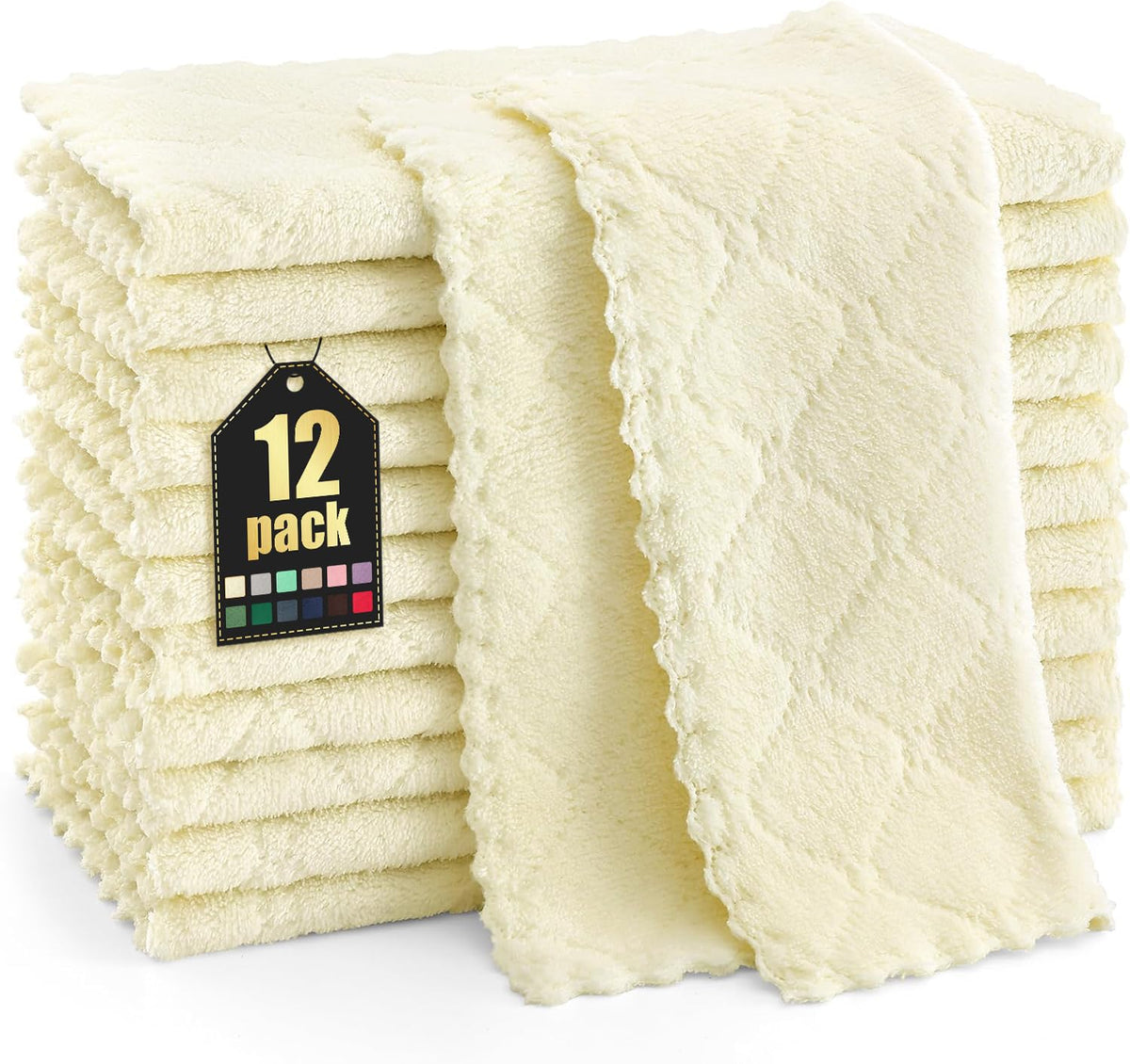 Homaxy 12 Pack Super Soft & Absorbent Dish Cloths, 10" x 10", Grey