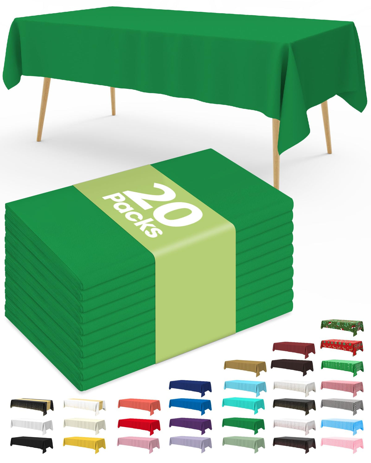 Pureegg 20 Pack Plastic Table Cloth Disposable 54x108 Inch