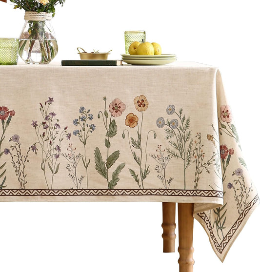 ISAENNE Designer Linen Rectangular Long Tablecloth,118"x67"-Serenity G