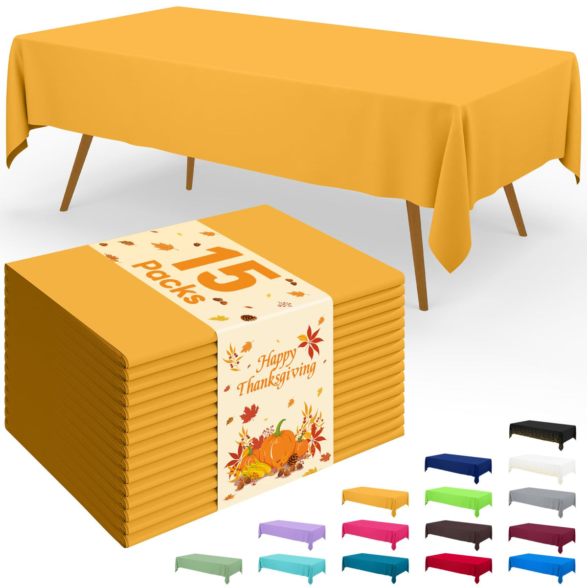 Smiry Plastic Disposable Waterproof Table Cloth - 54 x 108 Inch, 6 Packs
