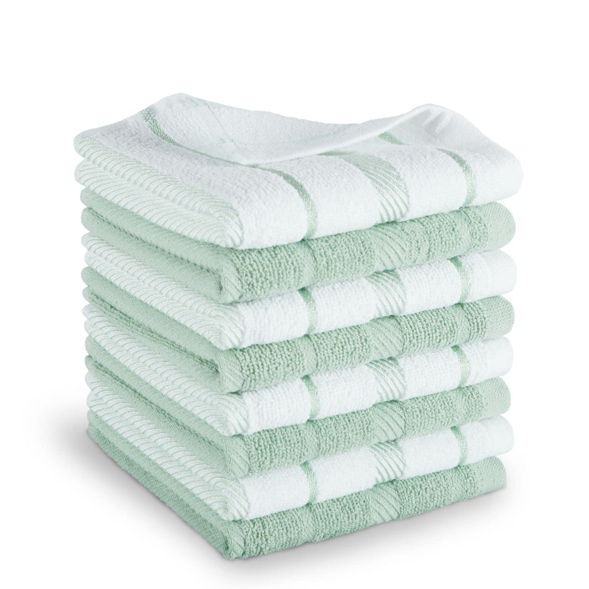 KitchenAid Albany Dishcloth 8 Pack Set, Blue Velvet/White, 12"x12"