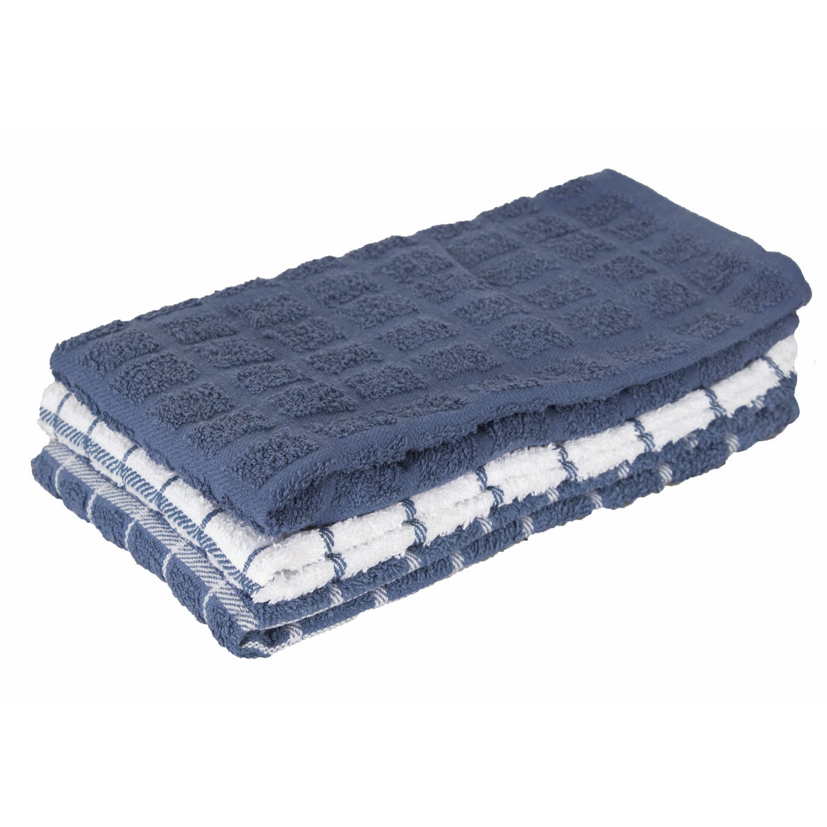 Ritz Premium 100% Cotton Terry Check Kitchen Dish Cloths - Highly Absorbent, Super Soft, Long-Lasting, 12"x12", 6-Pack, Federal Blue