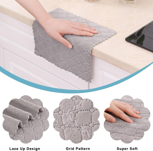 Homaxy 12 Pack Super Soft & Absorbent Dish Cloths, 10" x 10", Grey