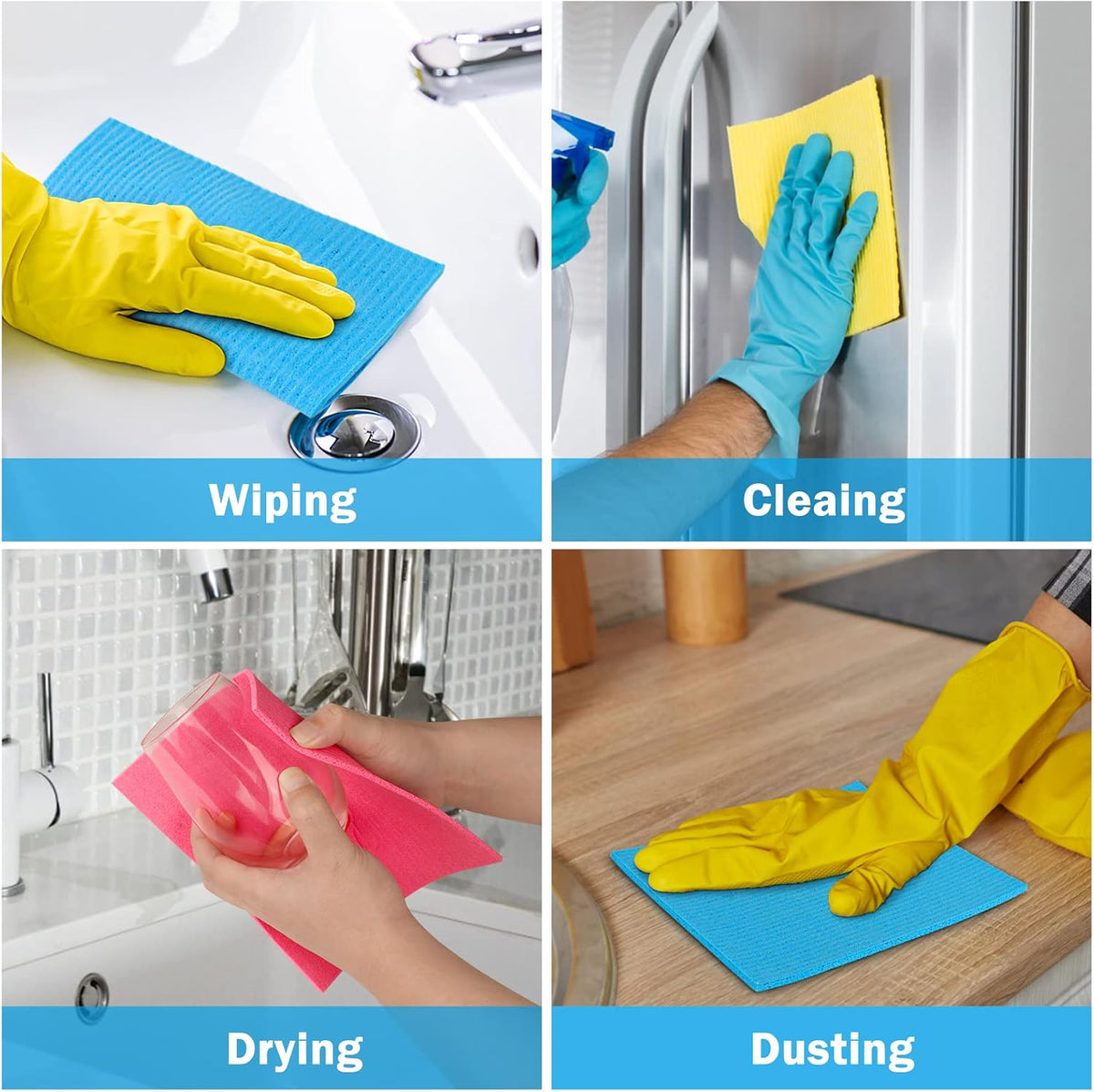 HOMEXCEL 10PK Swedish Dishcloths for Kitchen, Absorbent Dish Cloths, 7x6in