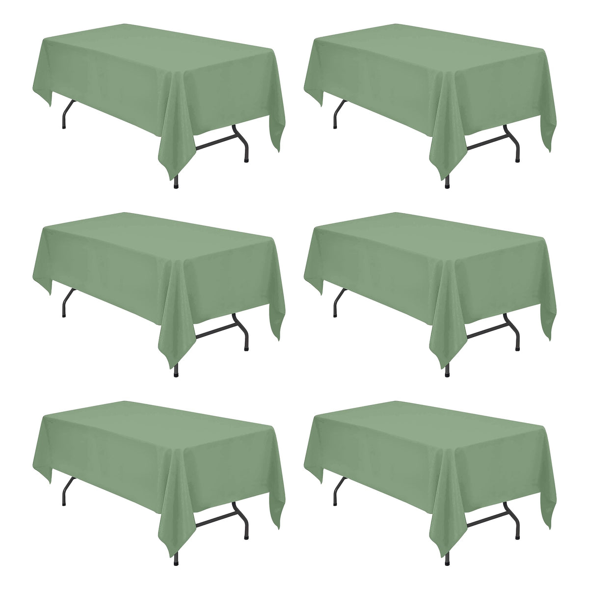 BRILLMAX 6 Pack Ivory Tablecloths 90x156 Inch for 8ft Rectangle Tables