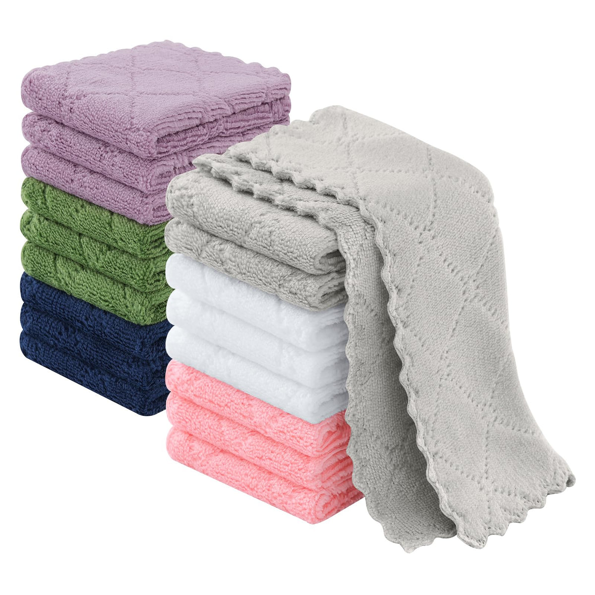 Homaxy 12 Pack Super Soft & Absorbent Dish Cloths, 10" x 10", Grey