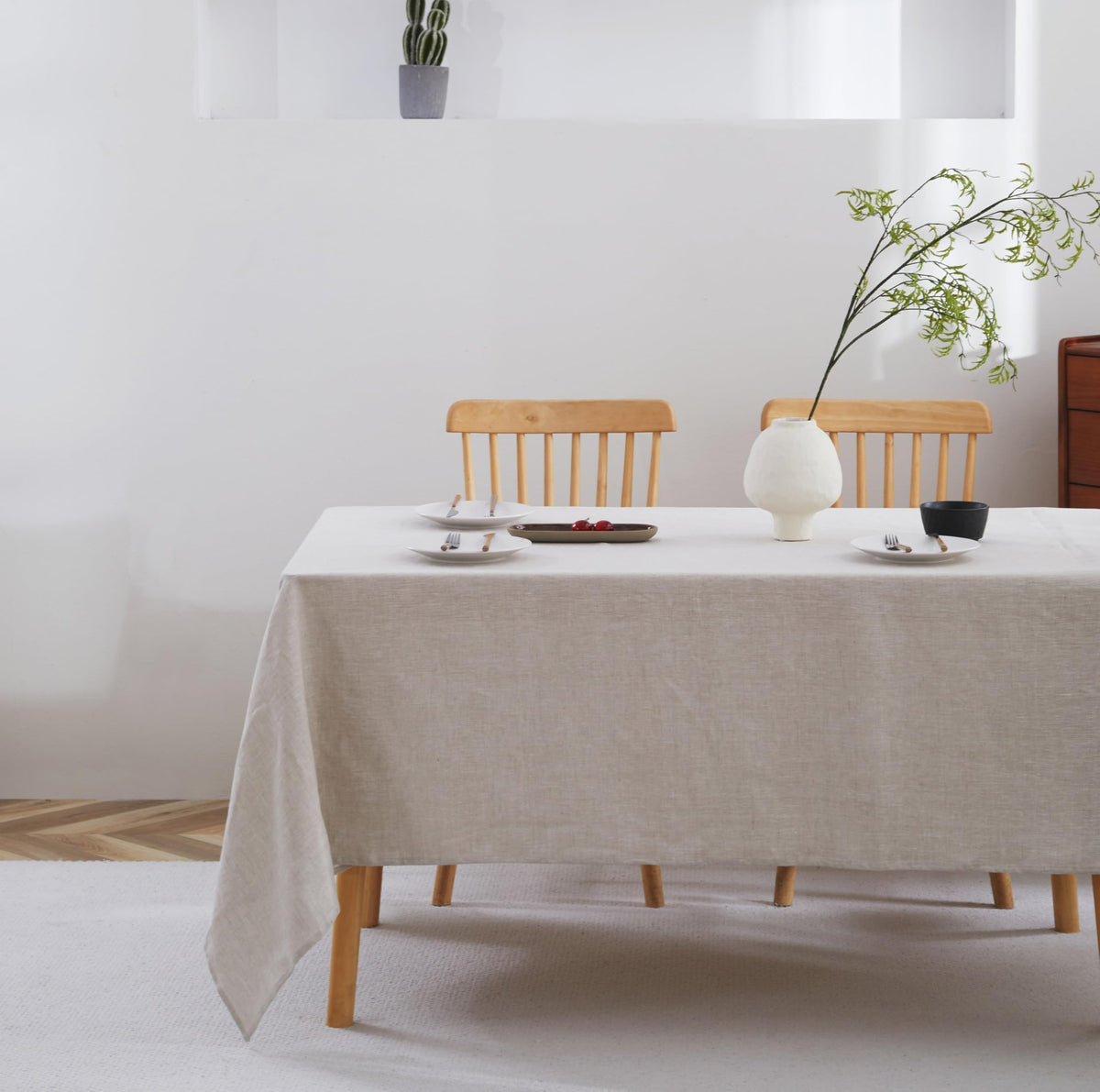 100% French Flax Linen Tablecloths Rectangle 120Lx60W Inch for Dinners, Parties, Easter, Halloween, Camping, Stone Washed, Textured, Machine Washable, 10-12 Sets (60''x120'', Natural Linen)