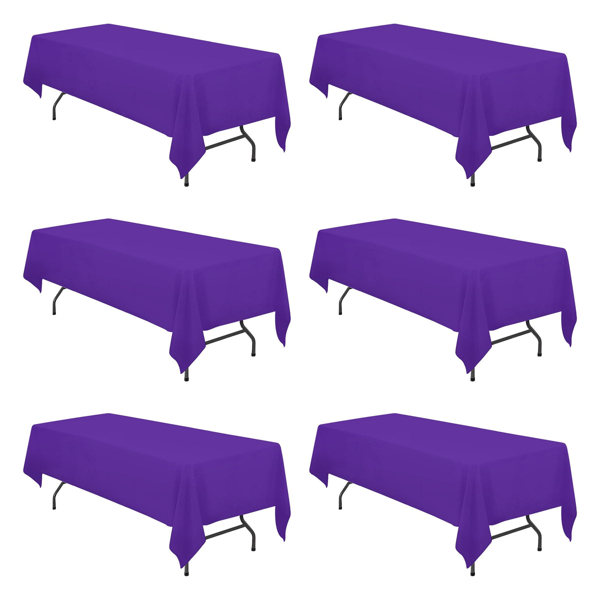 BRILLMAX 6 Pack Ivory Tablecloths 90x156 Inch for 8ft Rectangle Tables