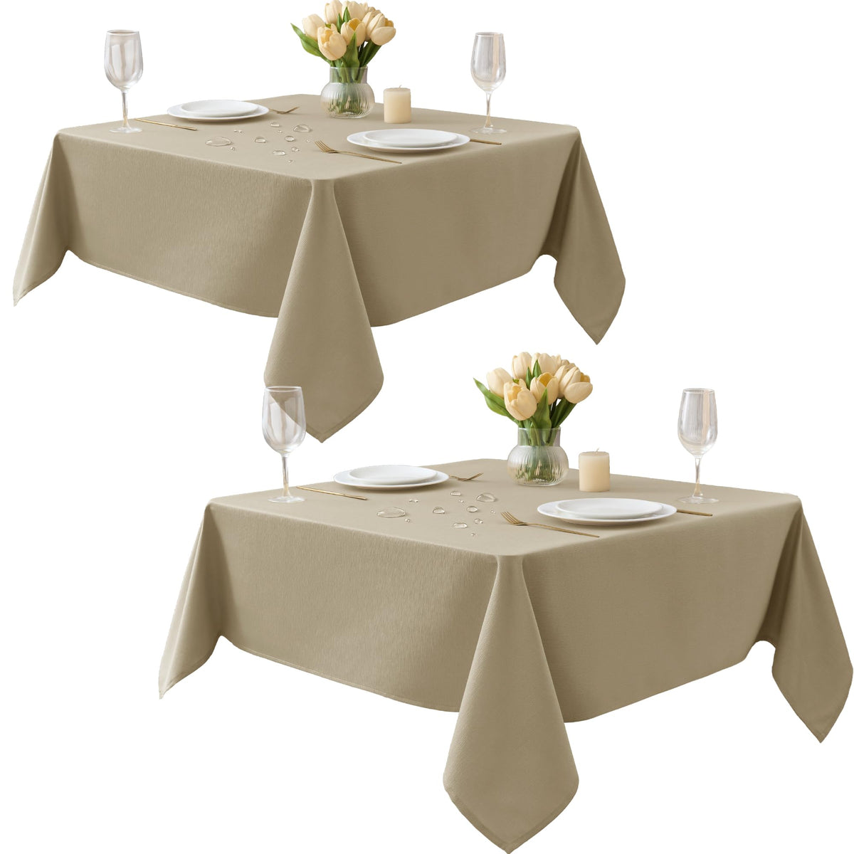 Fall Tablecloths Rectangular 6ft, 2-Pack Waterproof Slub Texture