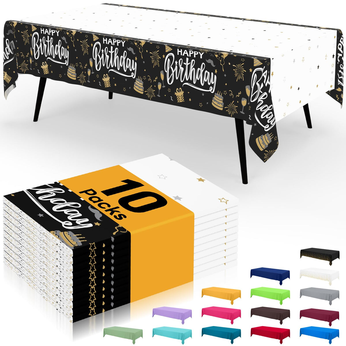 Smiry Plastic Disposable Waterproof Table Cloth - 54 x 108 Inch, 6 Packs