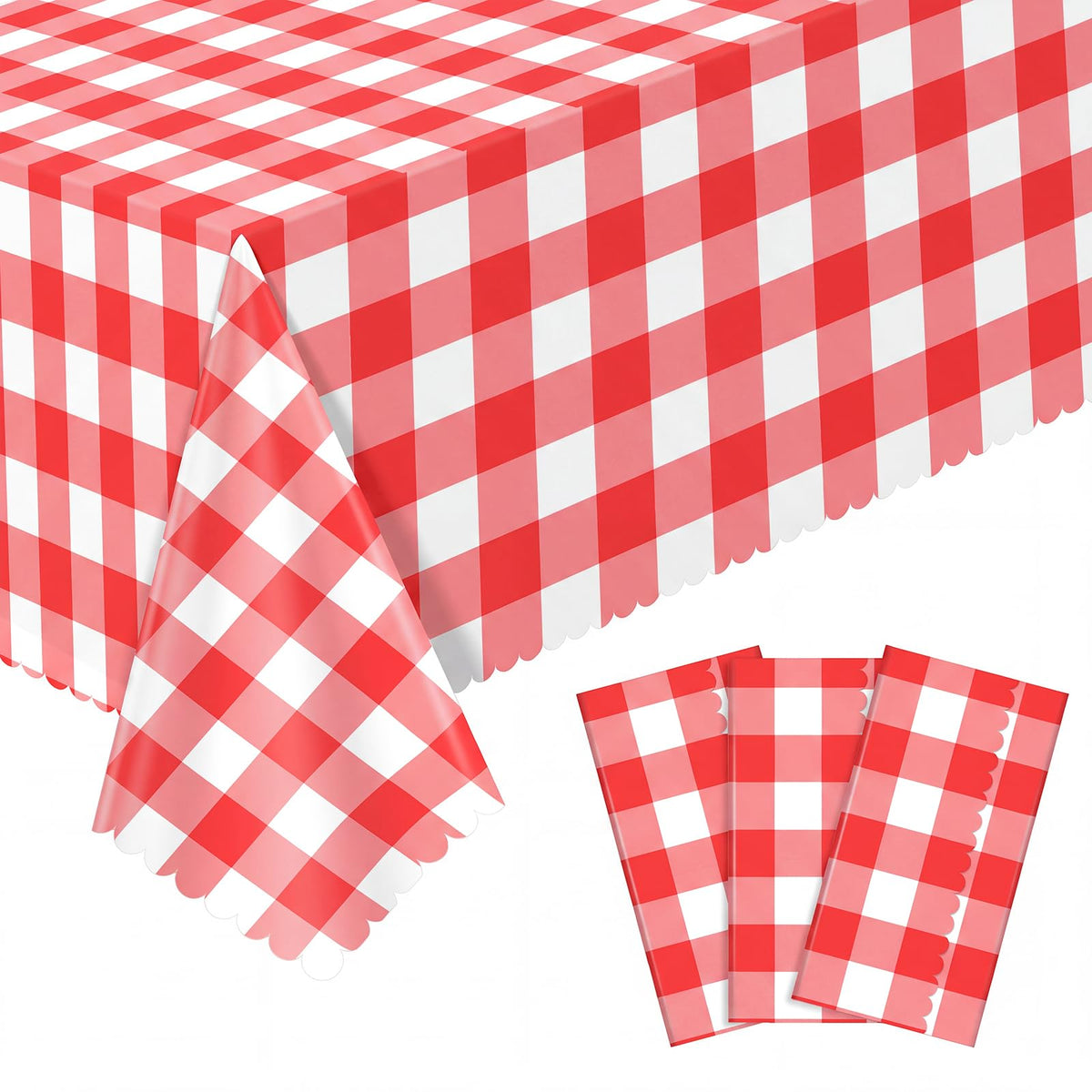 3Pack Light Khaki Gingham Tablecloths, Khaki and White Checkered Tablecloth