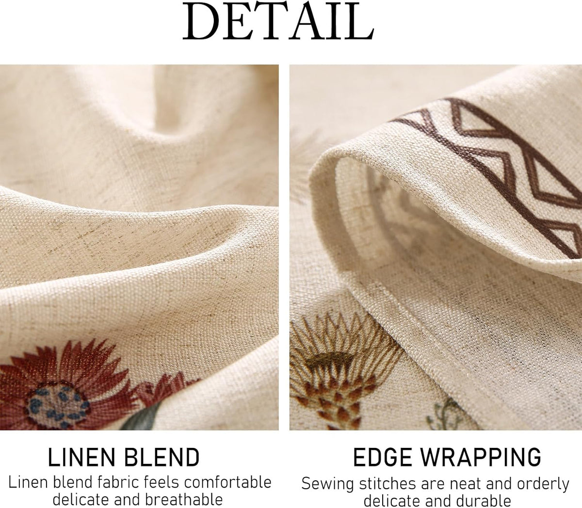 ISAENNE Designer Linen Rectangular Long Tablecloth,118"x67"-Serenity G