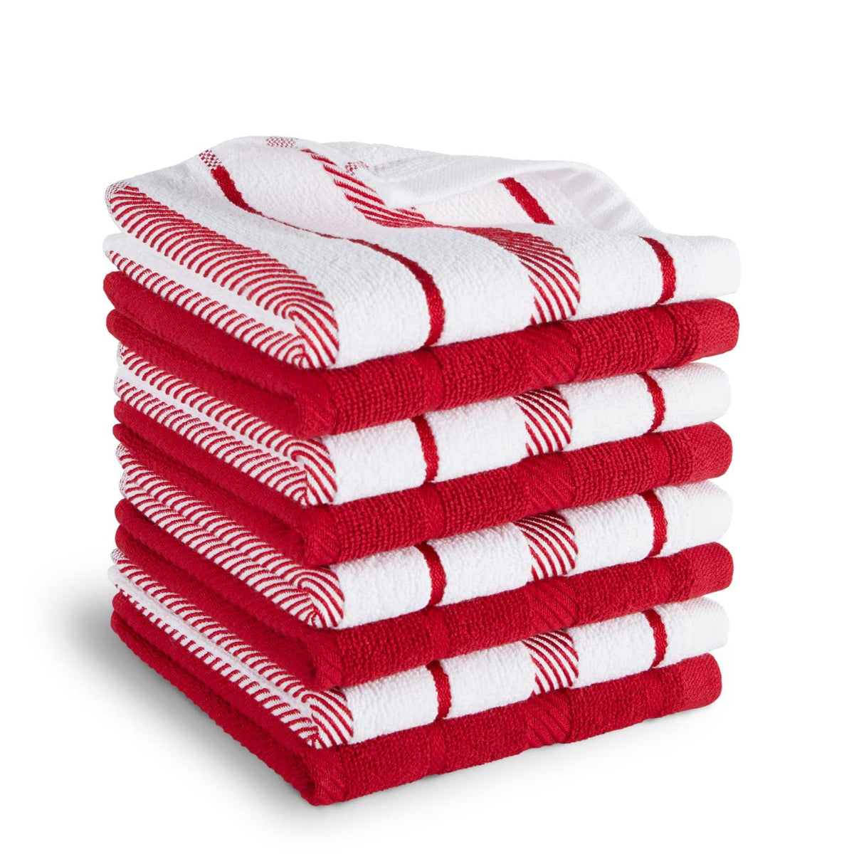 KitchenAid Albany Dishcloth 8 Pack Set, Blue Velvet/White, 12"x12"