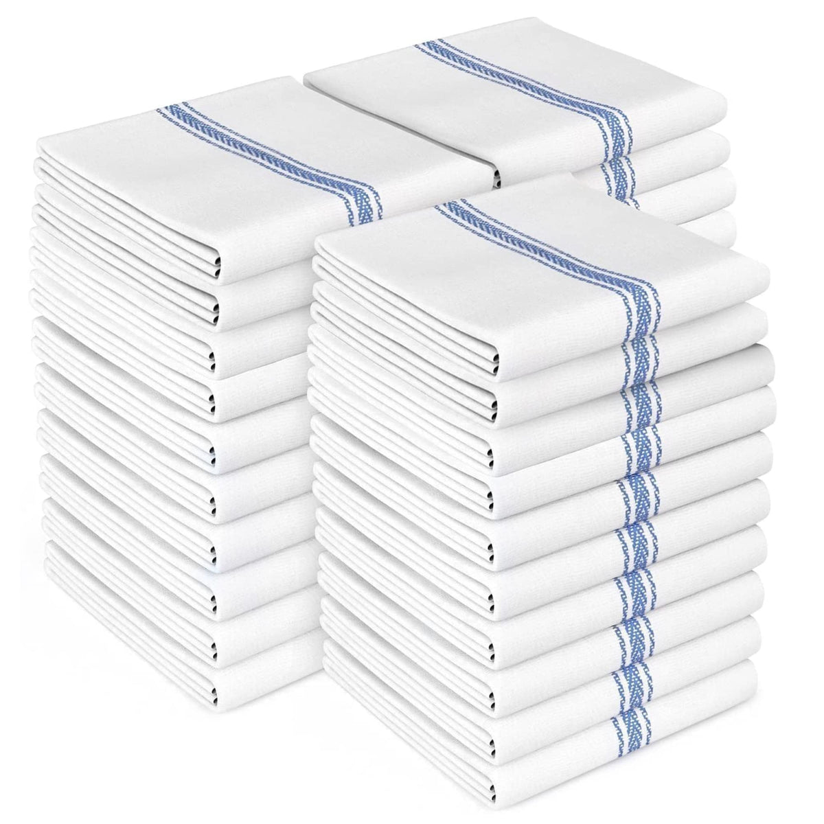 Zeppoli Classic Dish Towels - 15 Pack - 14" by 25" - 100% Cotton Kitchen Towels - Reusable Bulk Cleaning Cloths - Blue Hand Towels - Super Absorbent - Machine Washable