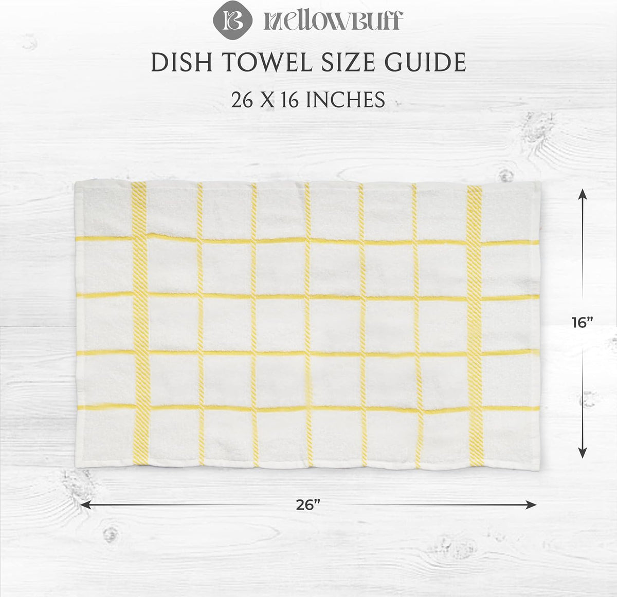 100% Cotton Terry Dish Towels, 4 pack16 x26 Inches, Super Soft and Absorbent Kitchen Towels, Perfect for Kitchen Cleaning and Dish Washing | Yellow