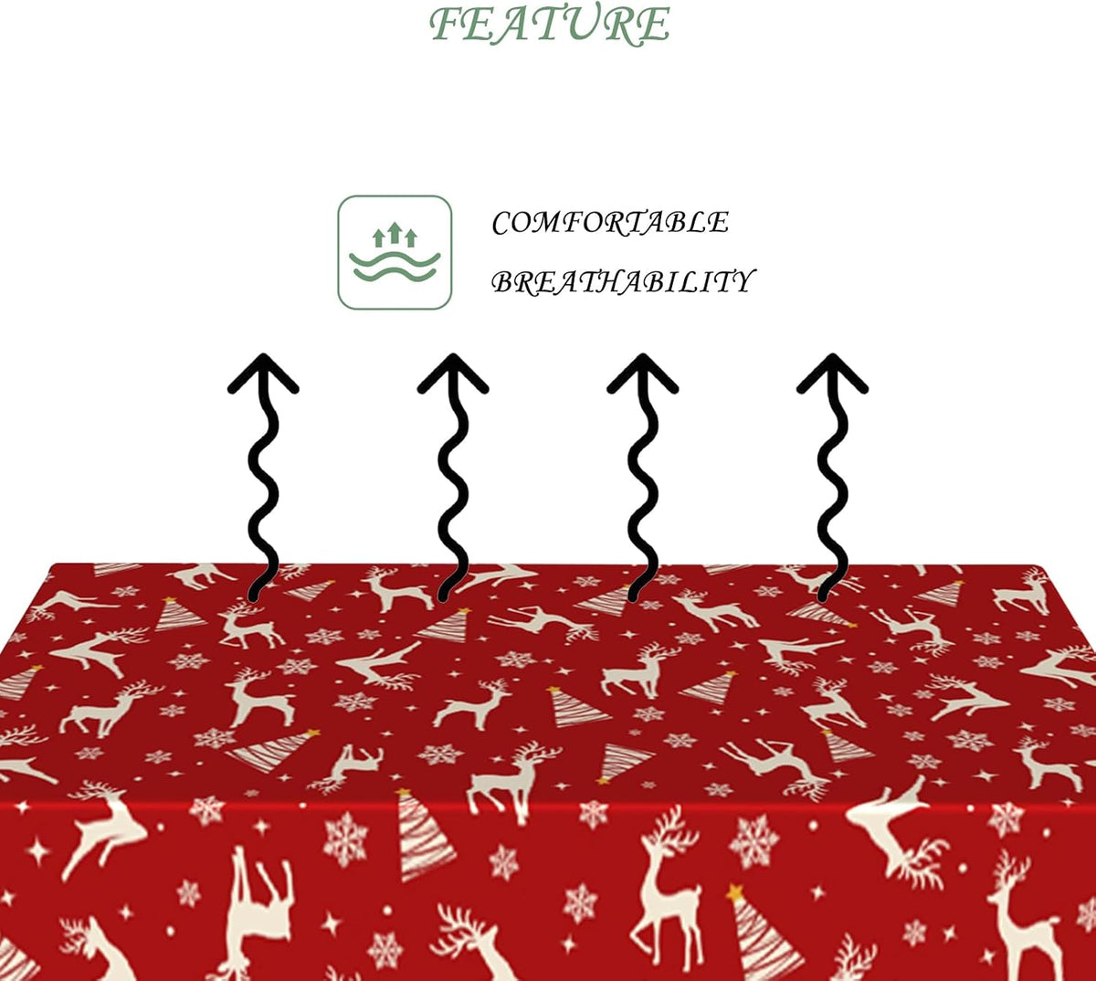 70x120 Inch Christmas Theme Tablecloth Washable Rectangle Cover