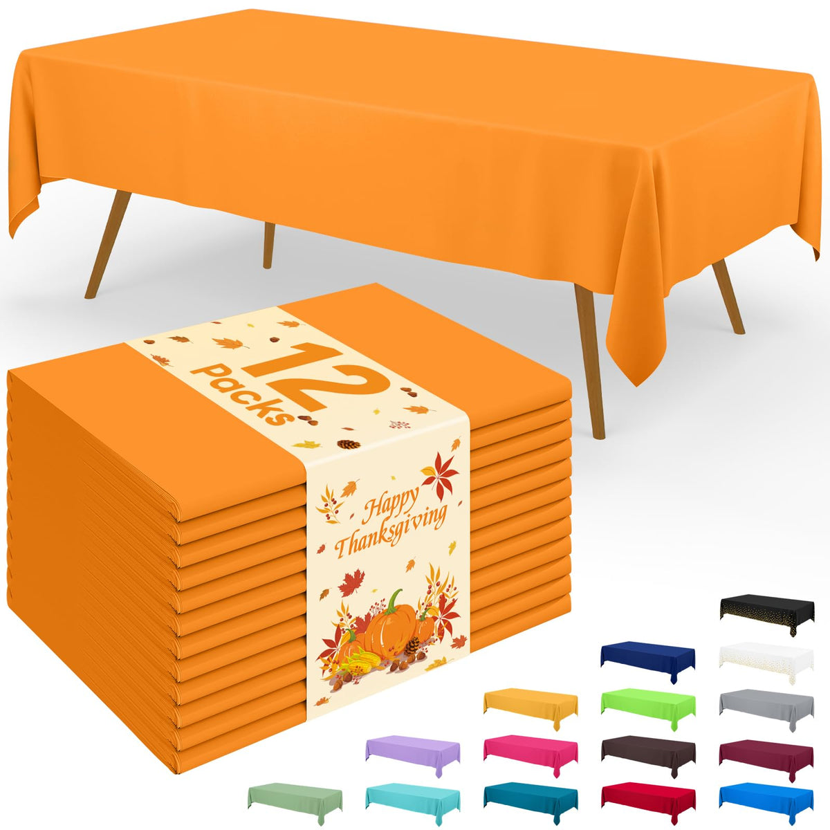 Smiry Plastic Disposable Waterproof Table Cloth - 54 x 108 Inch, 6 Packs