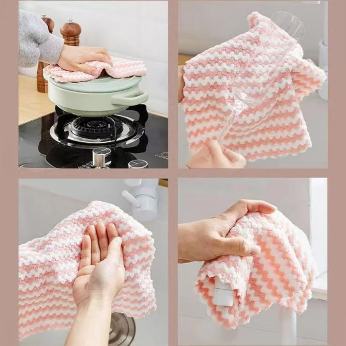 21 Pack Super Absorbent Dish Cloths Coral Velvet Microfiber Kitchen Towels Lint-Free Nonstick Oil Reusable Washable Fast Drying Rags 10"x10" Multipurpose Cleaning Dishcloths for Dishes Countertops