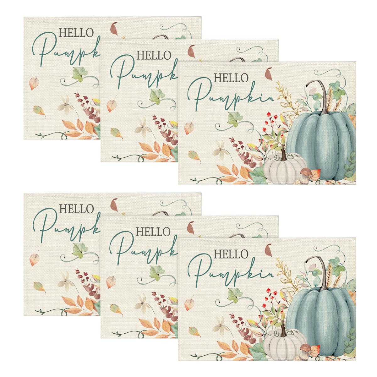 Artoid Mode Hello Pumpkin Fall Placemats Set of 4-12 x 18 Inch