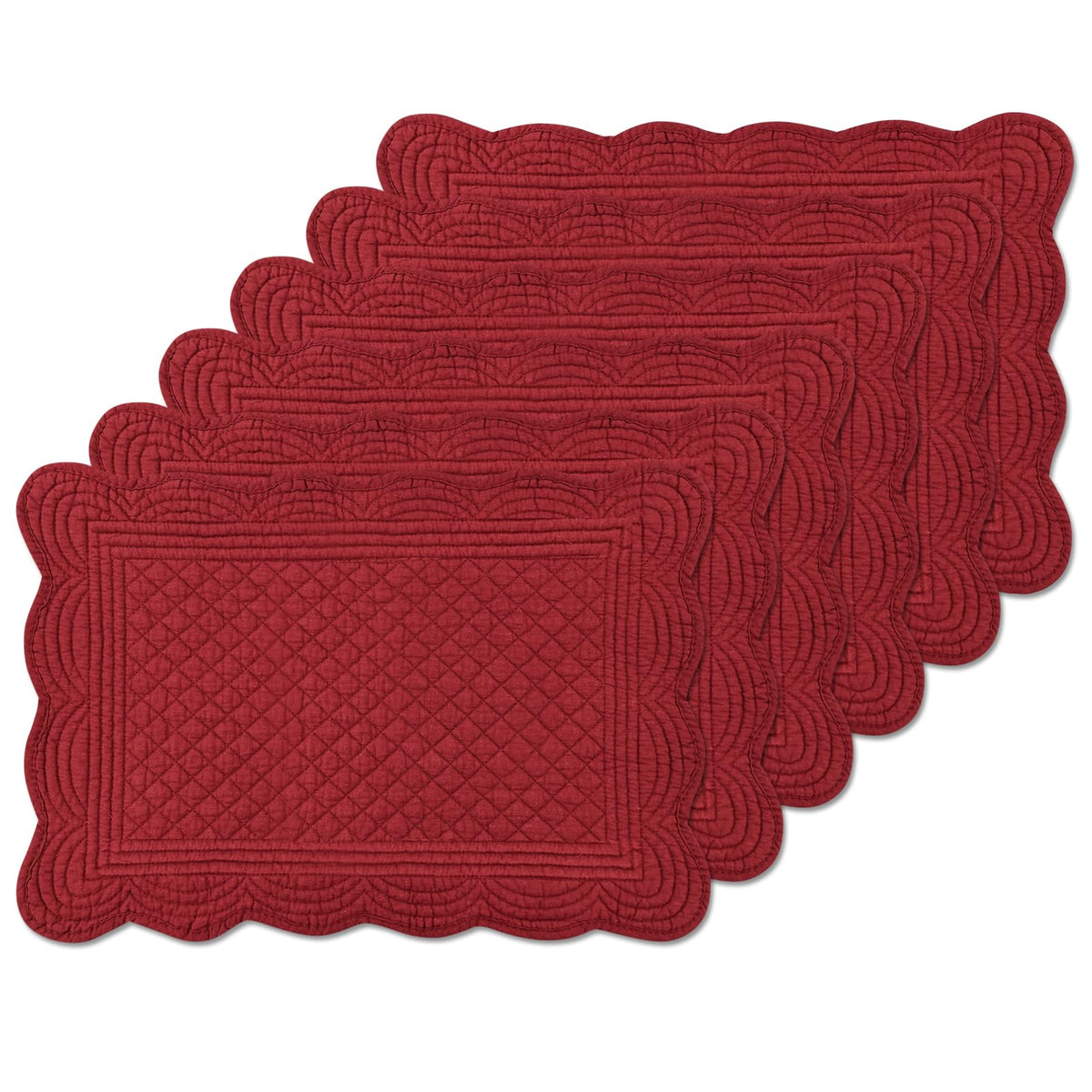 6 PC Quilted Placemats, 18"X13"Extra Large Cotton Placemats Set of 6, 100% Cotton Fabric Washable Cloth Table Mats for Kitchen & Dining Table - Soft &Easy Clean(Flax, Rectangular)