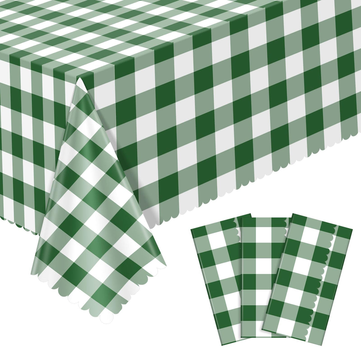 3Pack Light Khaki Gingham Tablecloths, Khaki and White Checkered Tablecloth