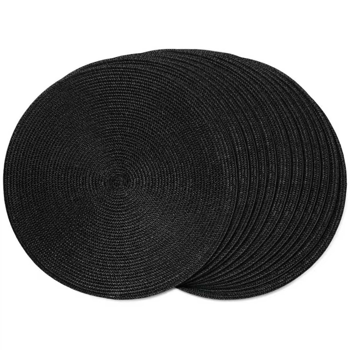 FunWheat Round Braided Placemats Set of 6 Table Mats for Dining Tables Woven Washable Non-Slip Place mats 15 inch(Orange, 6pcs)