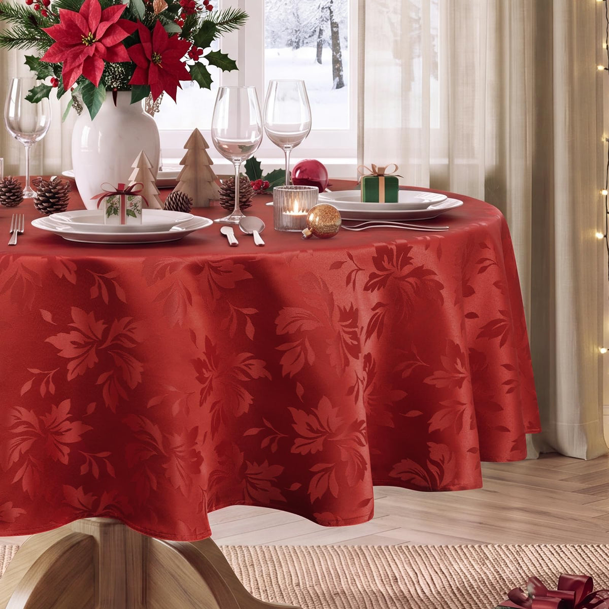 Romanstile Jacquard Rectangle Tablecloth 60 x 120 Inch, White
