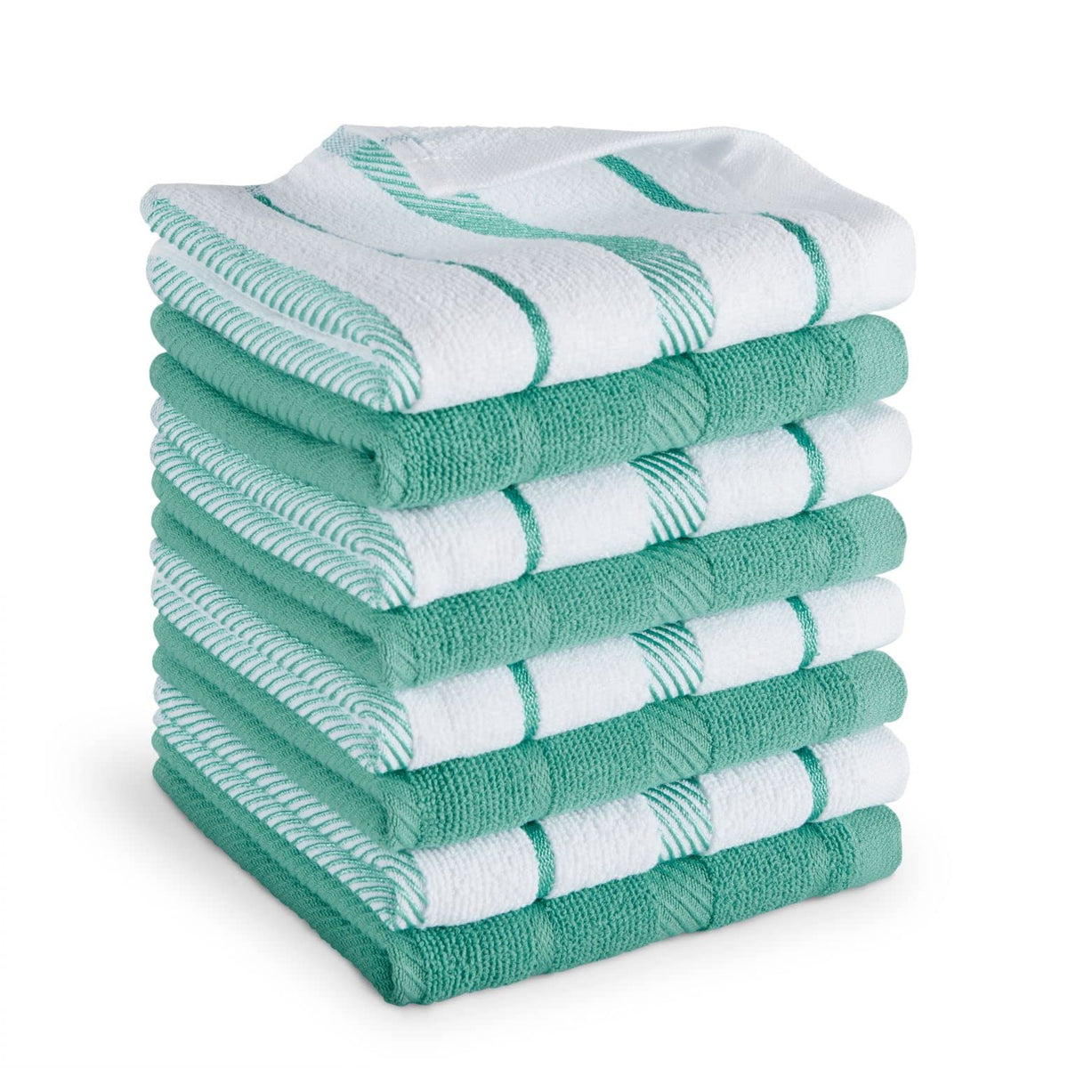 KitchenAid Albany Dishcloth 8 Pack Set, Blue Velvet/White, 12"x12"