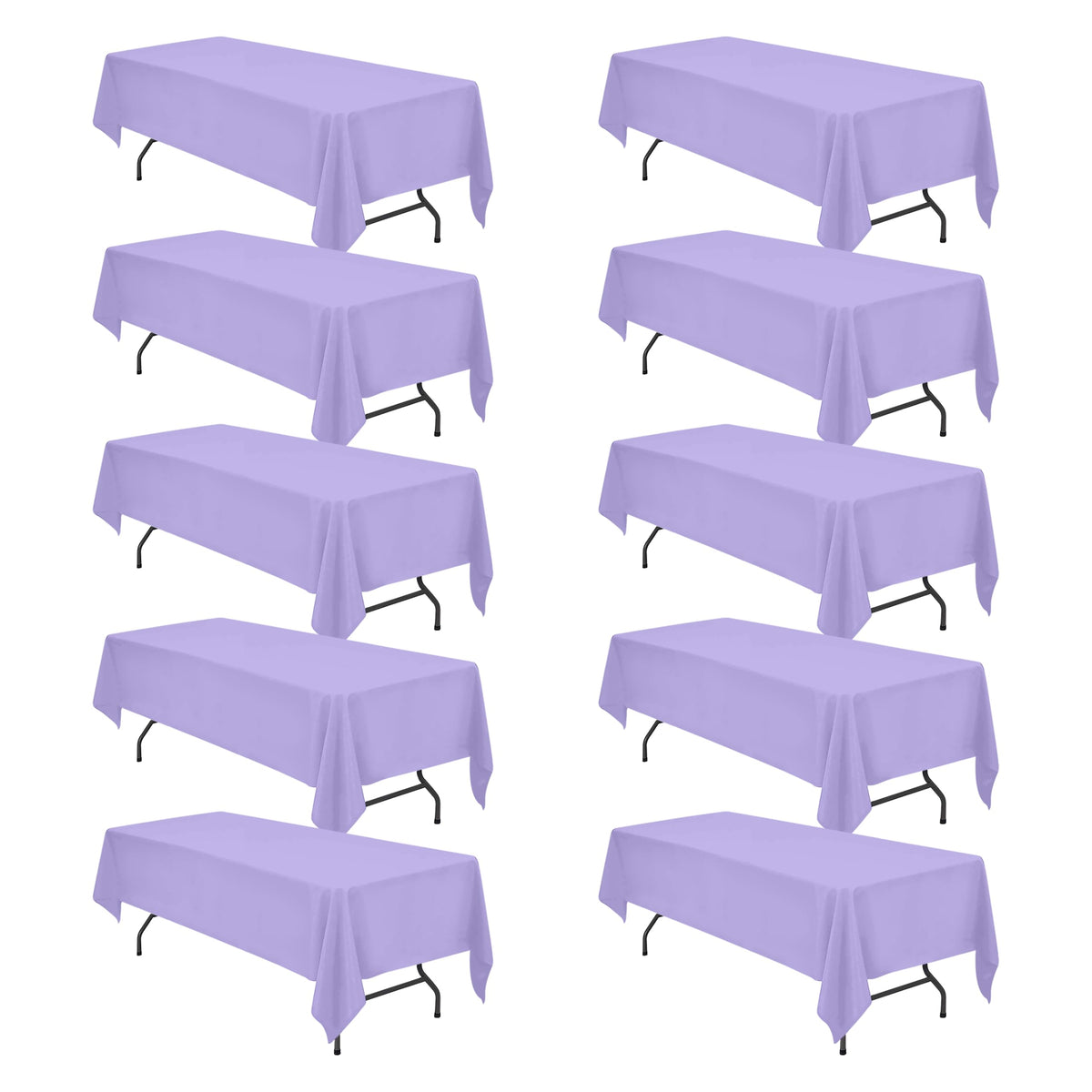 BRILLMAX 6 Pack Ivory Tablecloths 90x156 Inch for 8ft Rectangle Tables