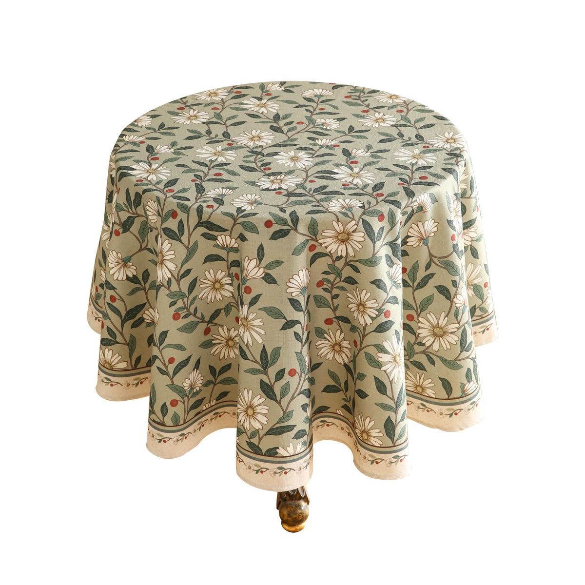 ISAENNE Designer Linen Rectangular Long Tablecloth,118"x67"-Serenity G