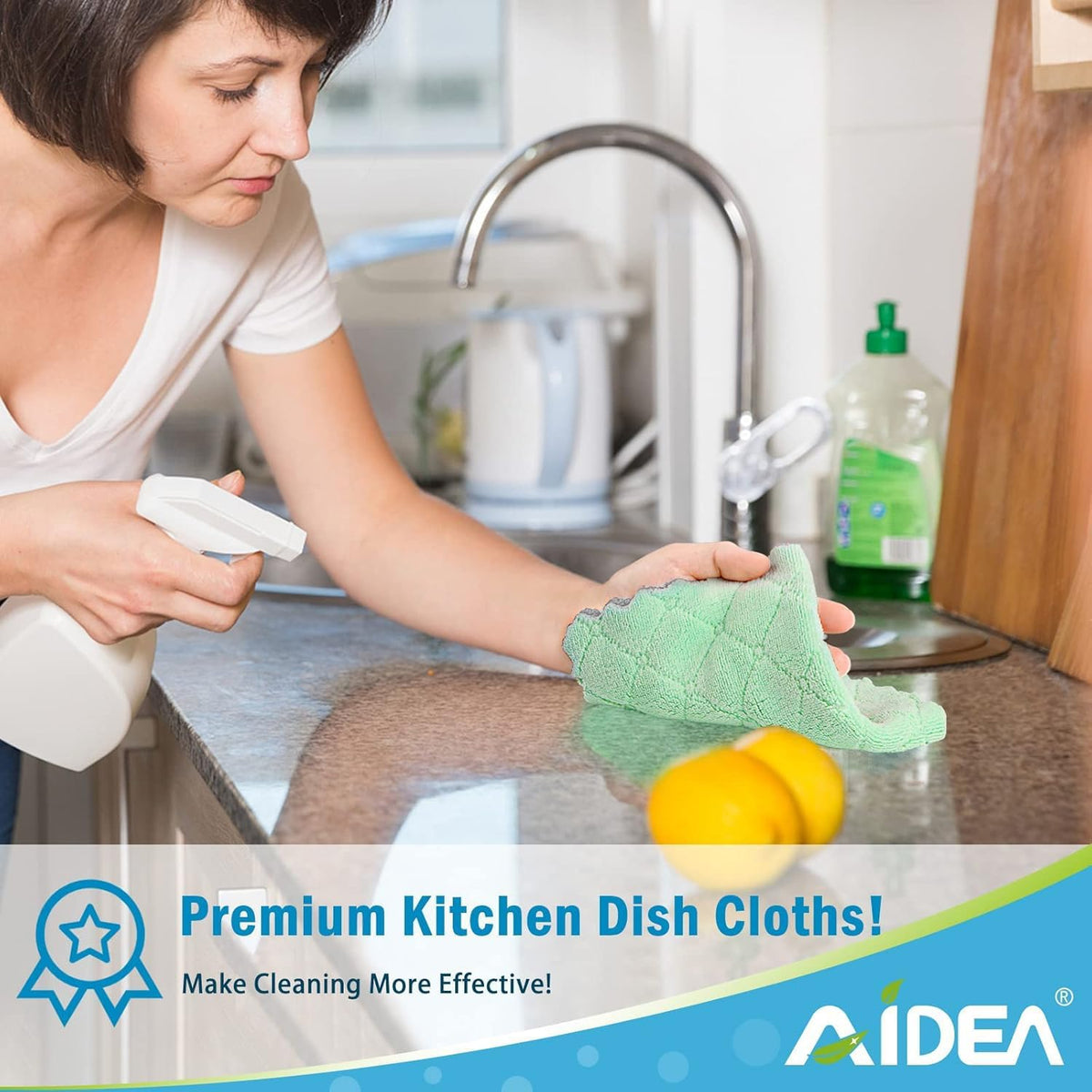 AIDEA Kitchen Dishcloths, 12 PK Absorbent Dish Towels Coral Fleece 6"x10.4"