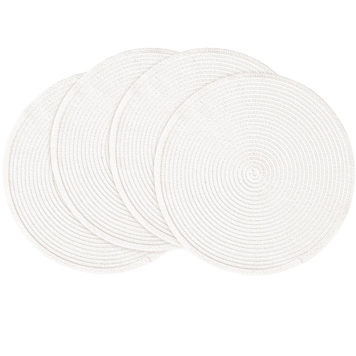 Floroom 15 Inch Round Braided Placemats Set of 4, Washable Heat Resistant Cotton Polyester Circle Place Mats for Kitchen Dining Table - Navy Blue