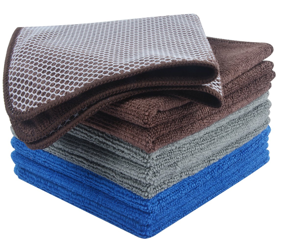 KinHwa Dish Cloths for Washing Dishes with Scrub Side, Microfiber Dish Rags