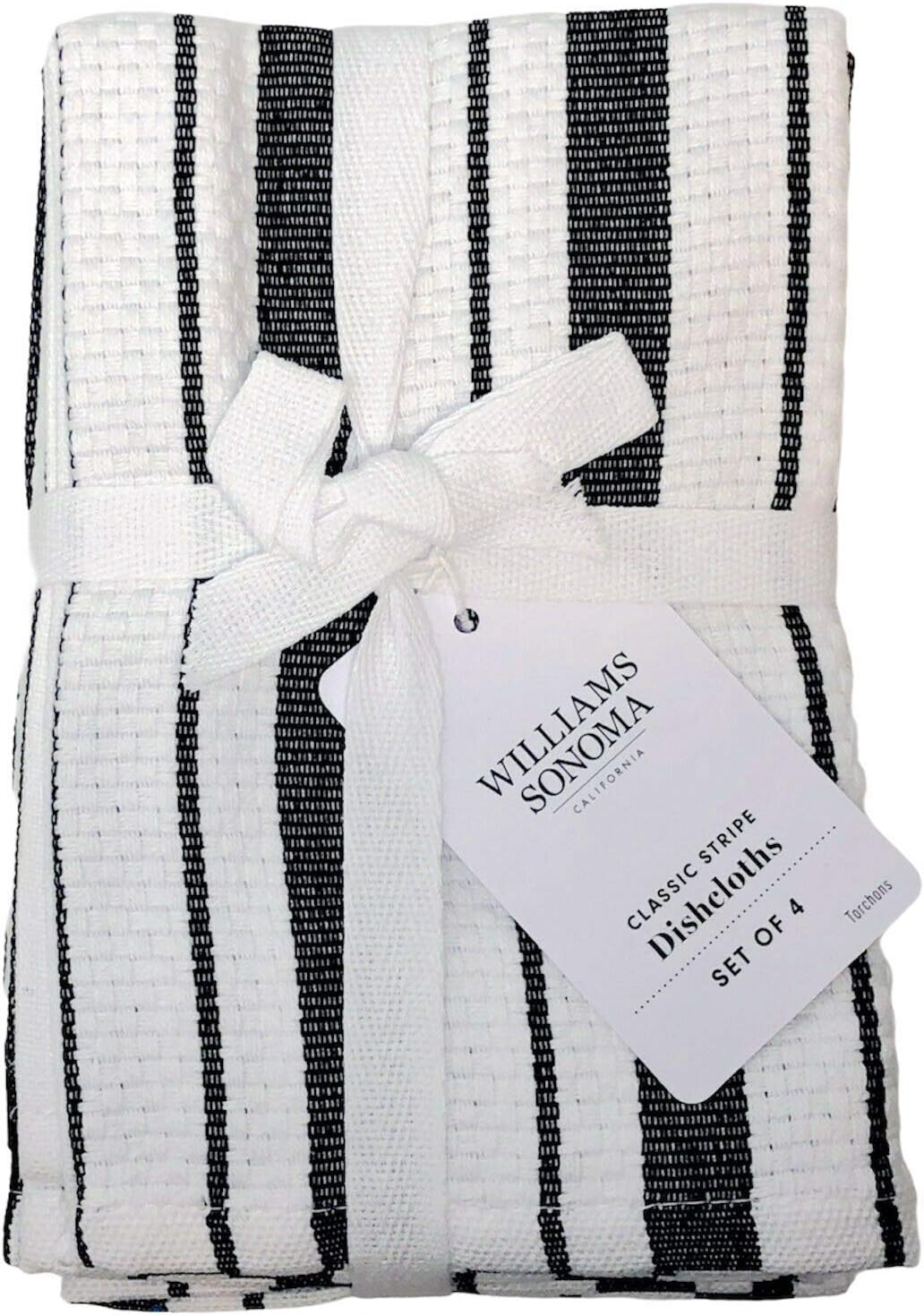 Williams-Sonoma Classic Striped Dishcloths, Dishrags, Jet Black (Set of 4)