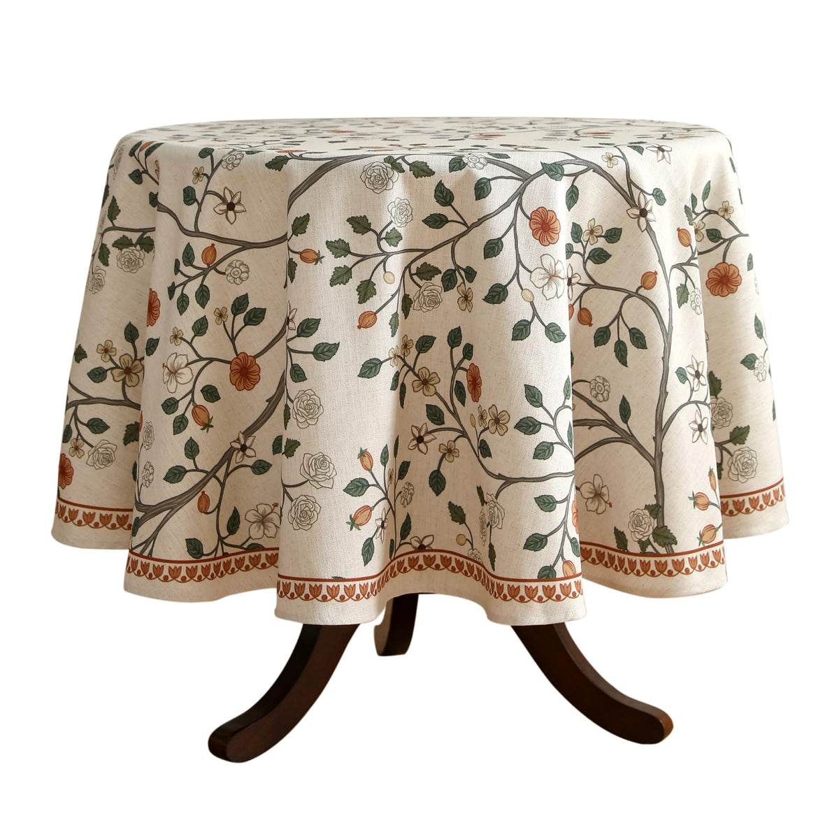 ISAENNE Designer Linen Rectangular Long Tablecloth,118"x67"-Serenity G