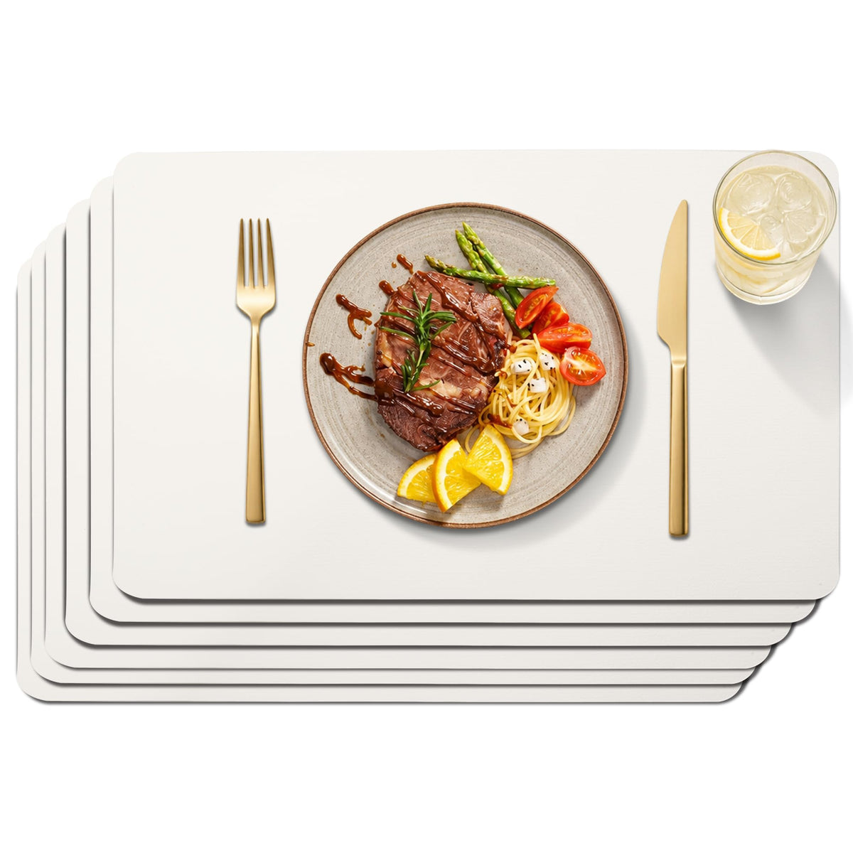 Maxpearl Faux Leather Placemats Set of 6, Easy to Clean, Brown