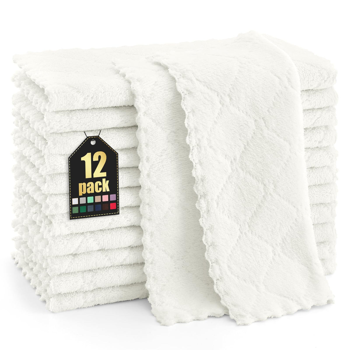 Homaxy 12 Pack Super Soft & Absorbent Dish Cloths, 10" x 10", Grey