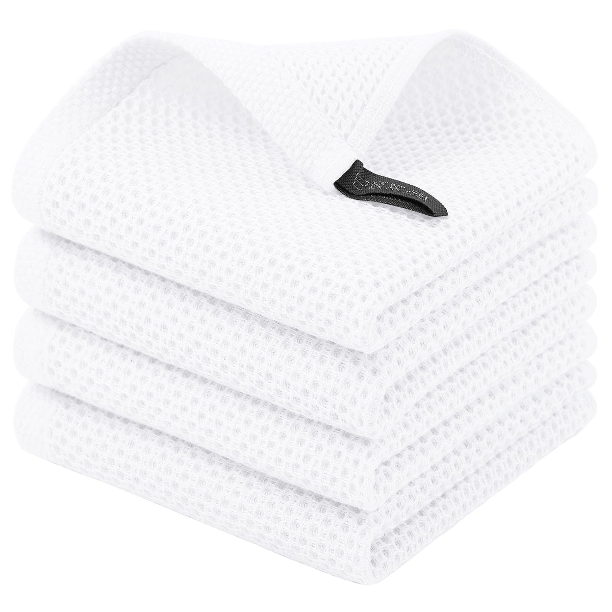 Homaxy 100% Cotton Waffle Weave Kitchen Dish Cloths, 4-Pack, Dark Grey