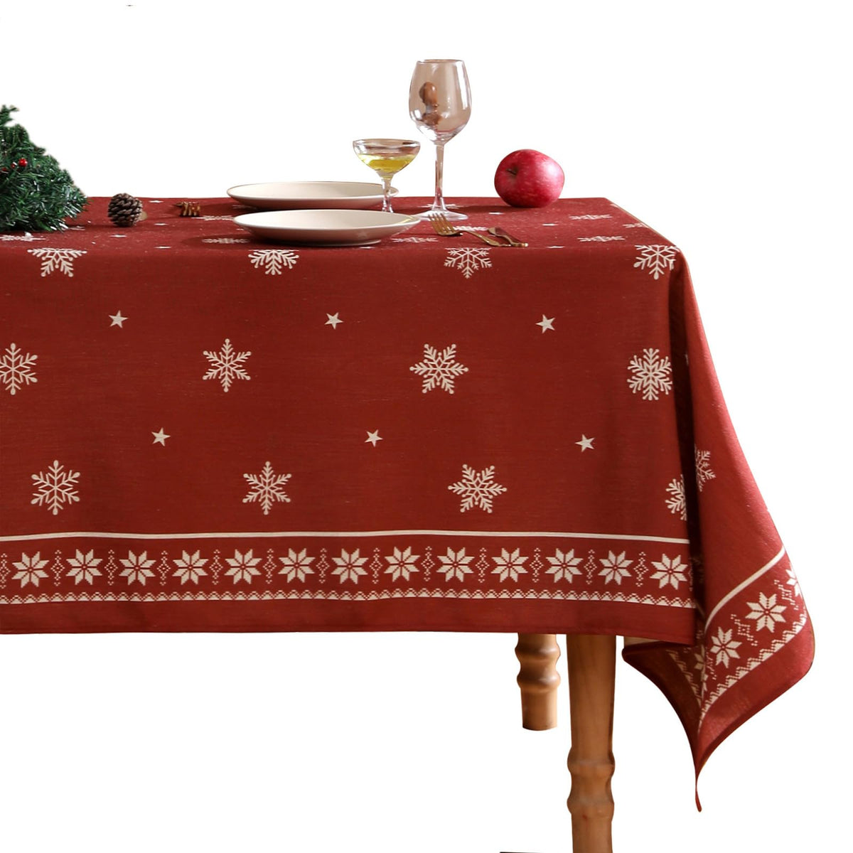 ISAENNE Designer Linen Rectangular Long Tablecloth,118"x67"-Serenity G