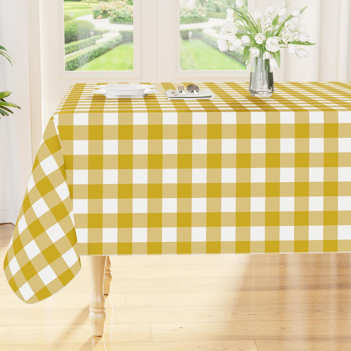Smiry Fall Tablecloth, Flannel Backed Vinyl Table Cloth, 60"x84"