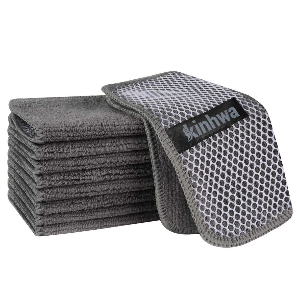 KinHwa Dish Cloths for Washing Dishes with Scrub Side, Microfiber Dish Rags