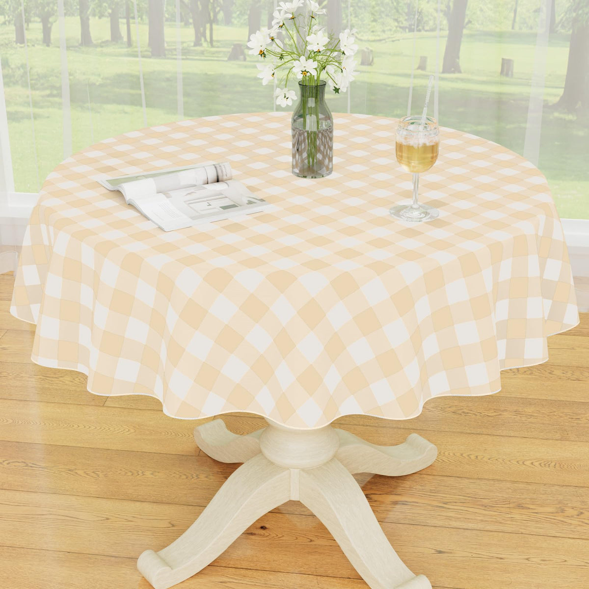 Smiry Fall Tablecloth, Flannel Backed Vinyl Table Cloth, 60"x84"