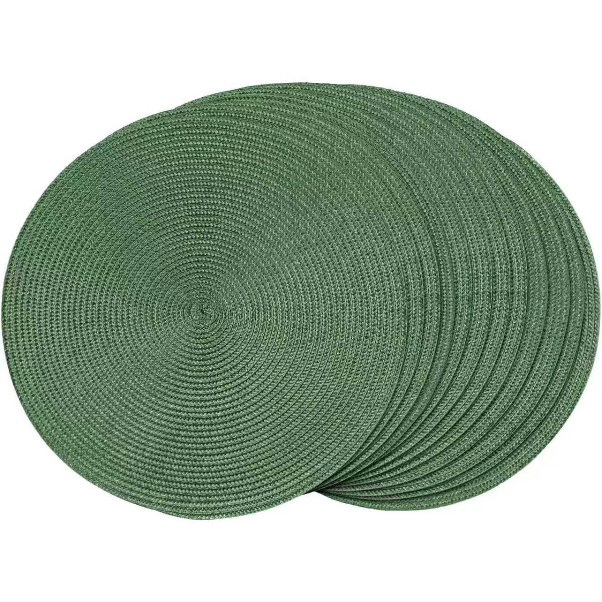 FunWheat Round Braided Placemats Set of 6 Table Mats for Dining Tables Woven Washable Non-Slip Place mats 15 inch(Orange, 6pcs)