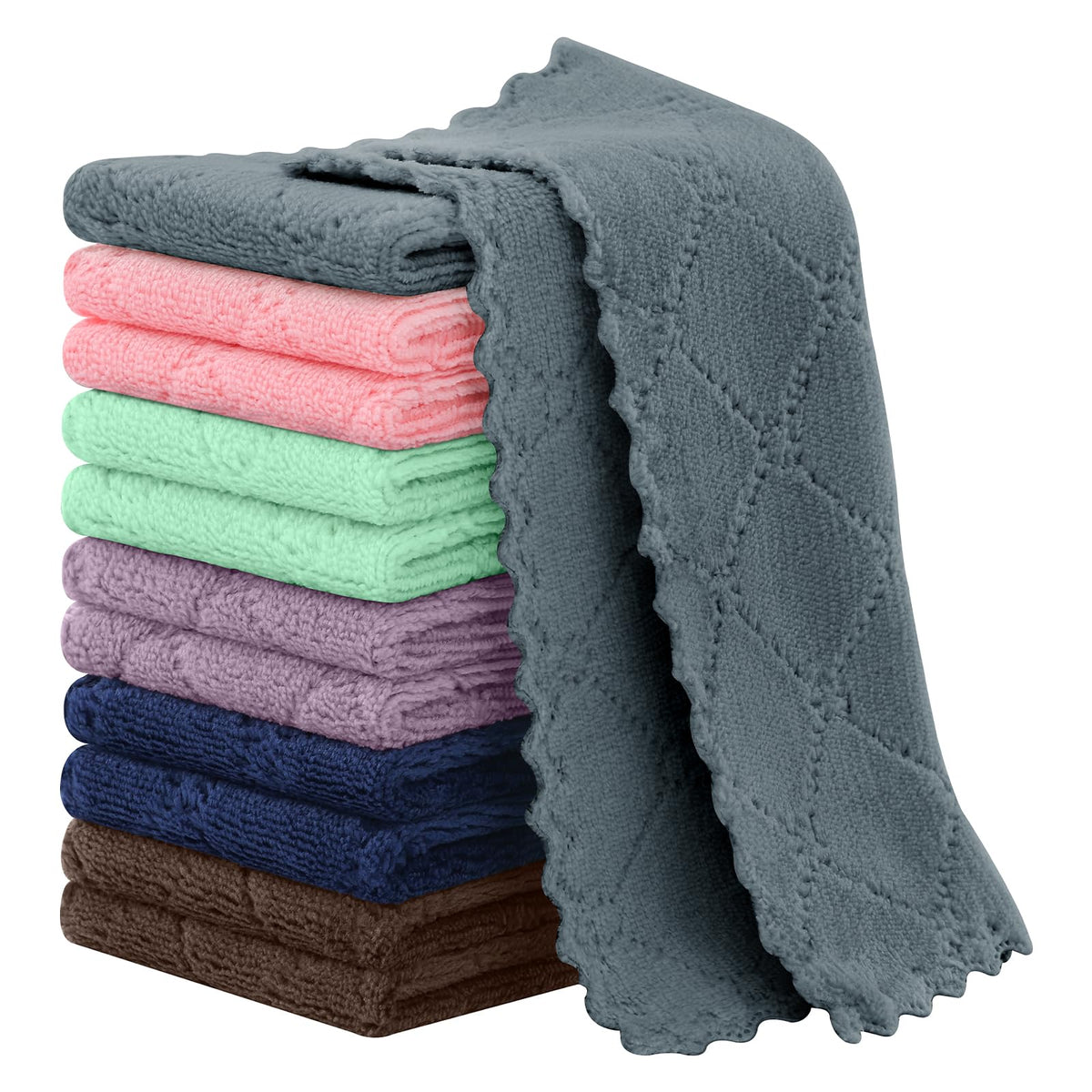 Homaxy 12 Pack Super Soft & Absorbent Dish Cloths, 10" x 10", Grey