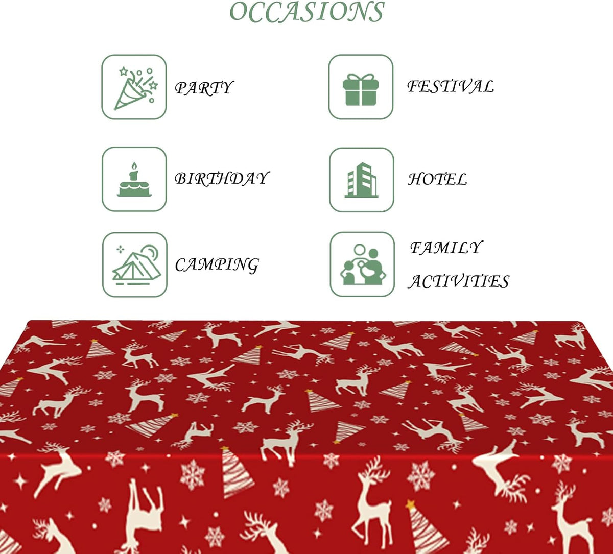 70x120 Inch Christmas Theme Tablecloth Washable Rectangle Cover